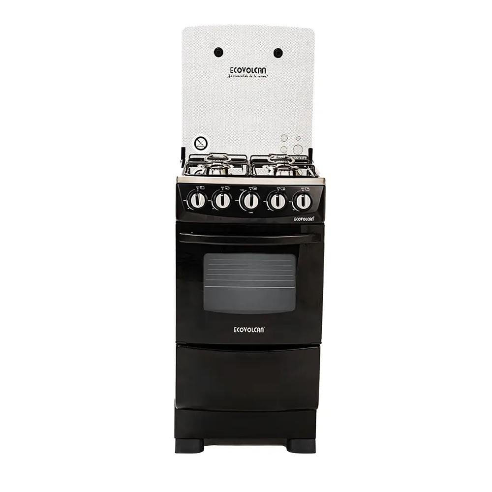 Estufa con Horno y 4 Quemadores con Cubierta de Acero Color Negra