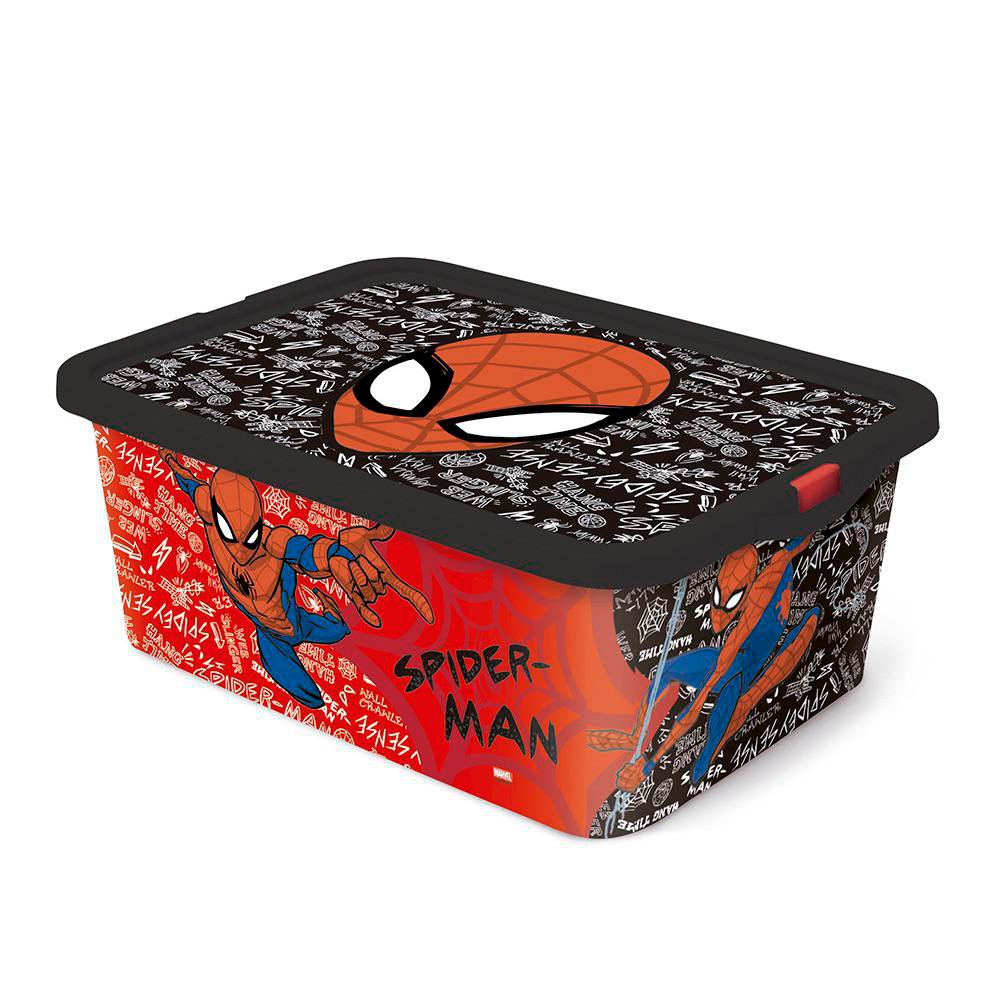 Caja Organizadora Infantil Plástica de 13 L Diseño Spider-Man con Cierre Click Caja Organi…