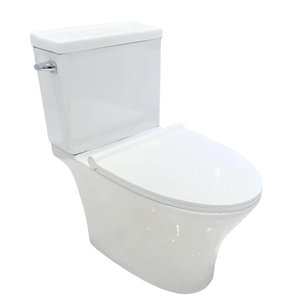 Sanitario de Dos Piezas Oslo Cerámica con Taza Elongada Descarga Eficiente y Palanca Lateral Cromada