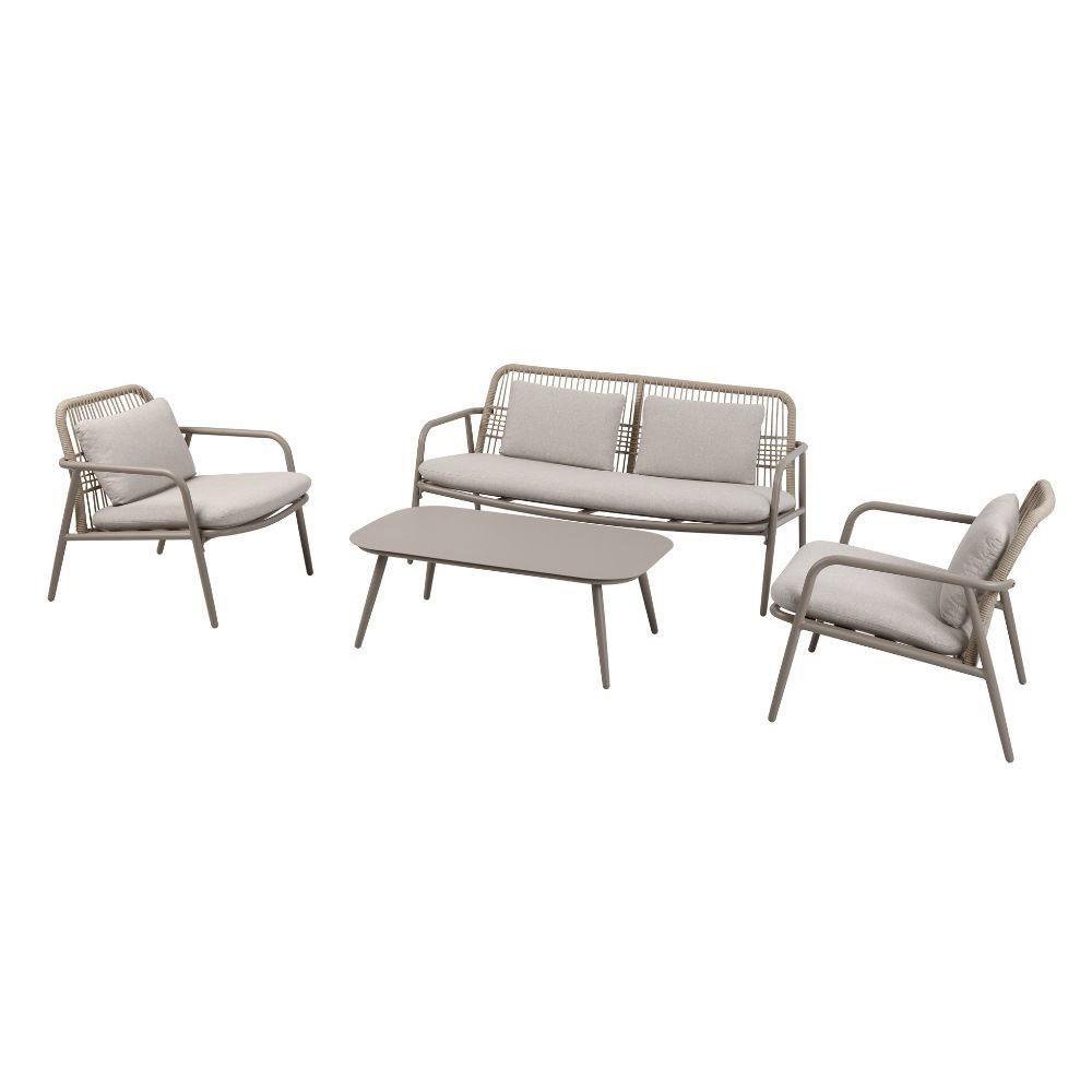 Set de Sala de Exterior de Aluminio Zoser 4 Piezas Color Beige Set de Exterior Zoser Beige 4 Piezas