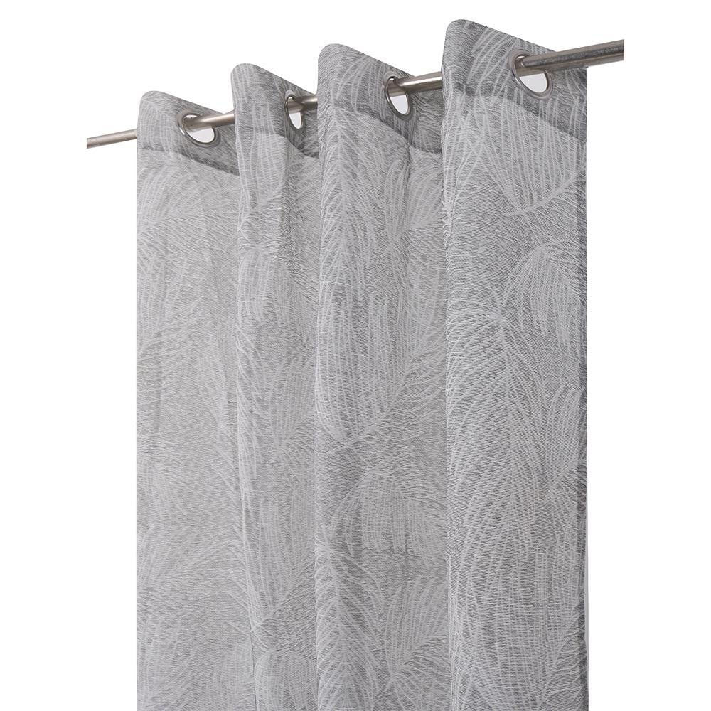 Cortina Jacquard con Diseño de Hojas 140 x 240 Cm para Sala y Dormitorio Color Gris