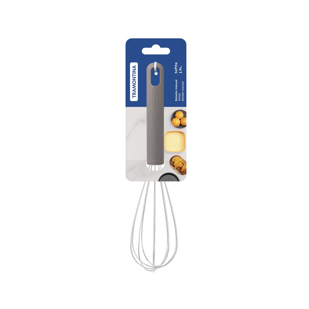 Batidor Manual Soft Touch de Acero y Silicón Color Gris