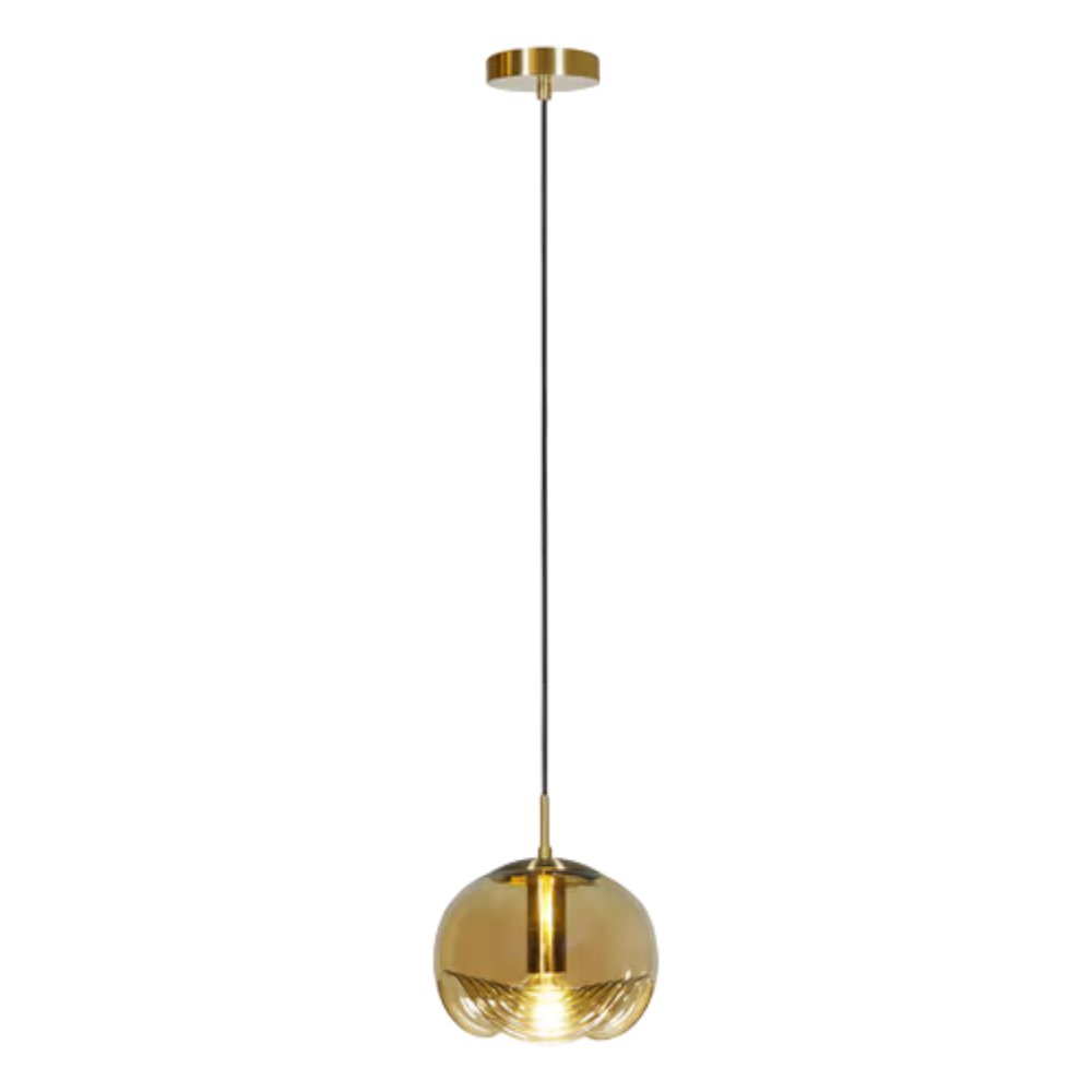 Lámpara Colgante Tipo Globo Cristal Color Ámbar 60W