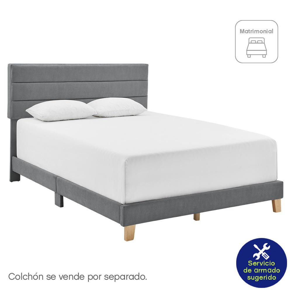 Camastrón Matrimonial Budapest con Cabecera - Varios Colores Gris