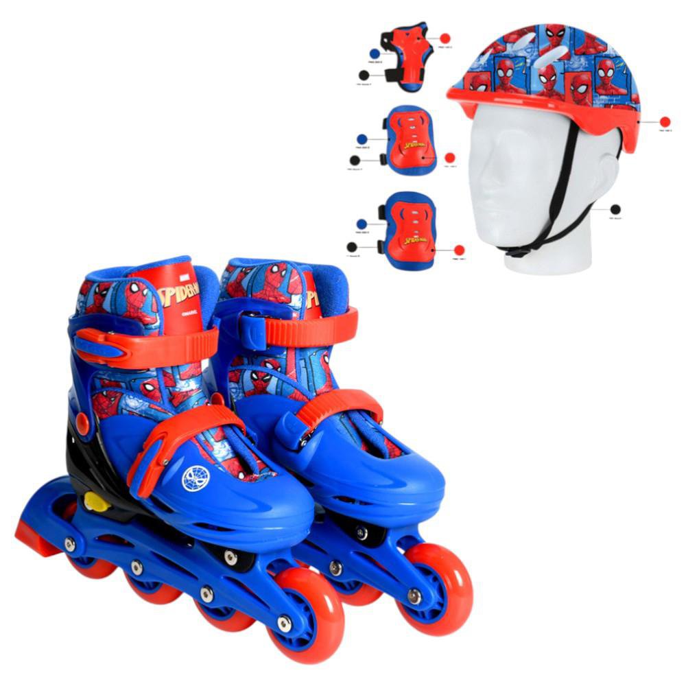 Patines Ajustables con Kit de Proteccion Diseño Spiderman