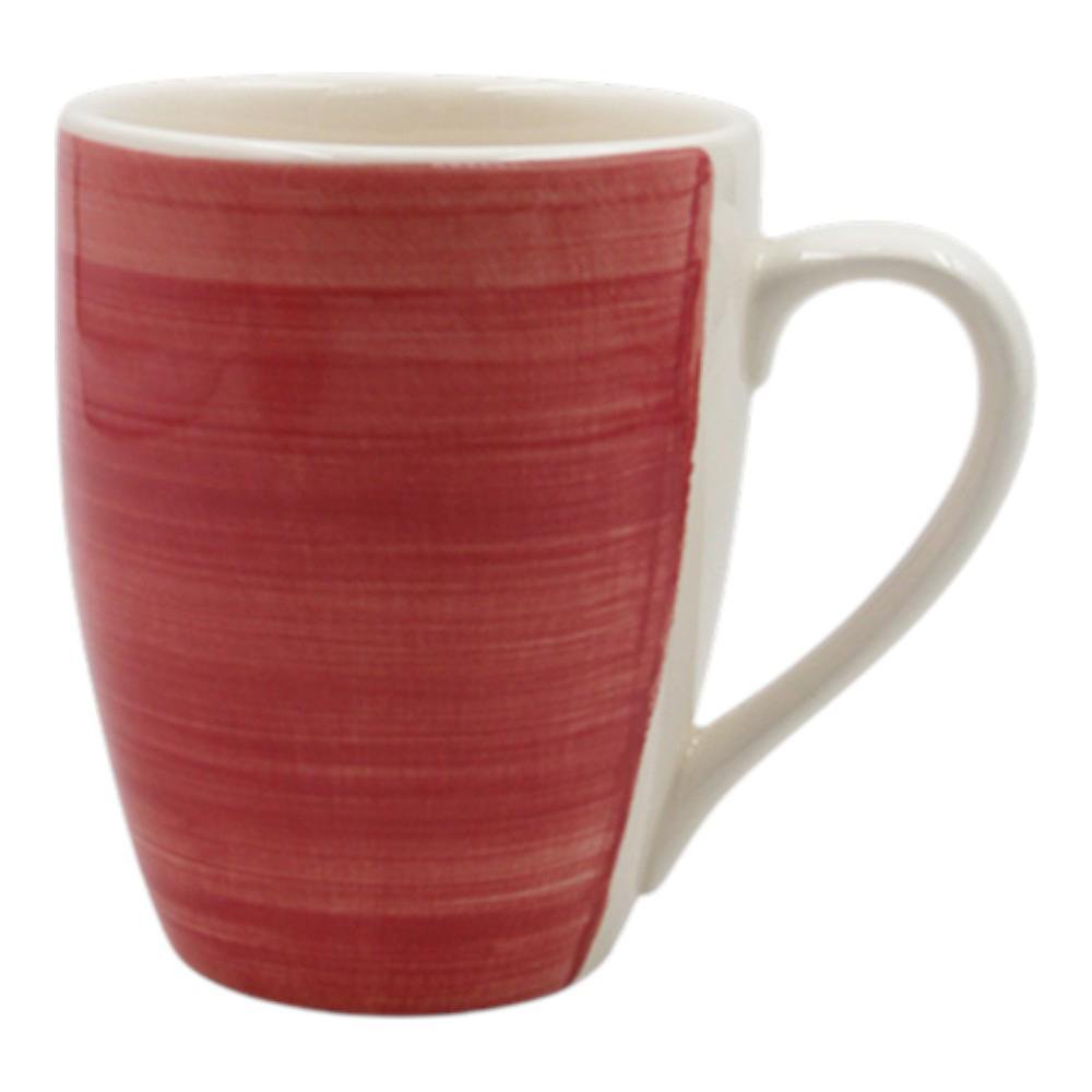 Taza de Cerámica de Colección Flores en Color Rojo de 11.8 Oz