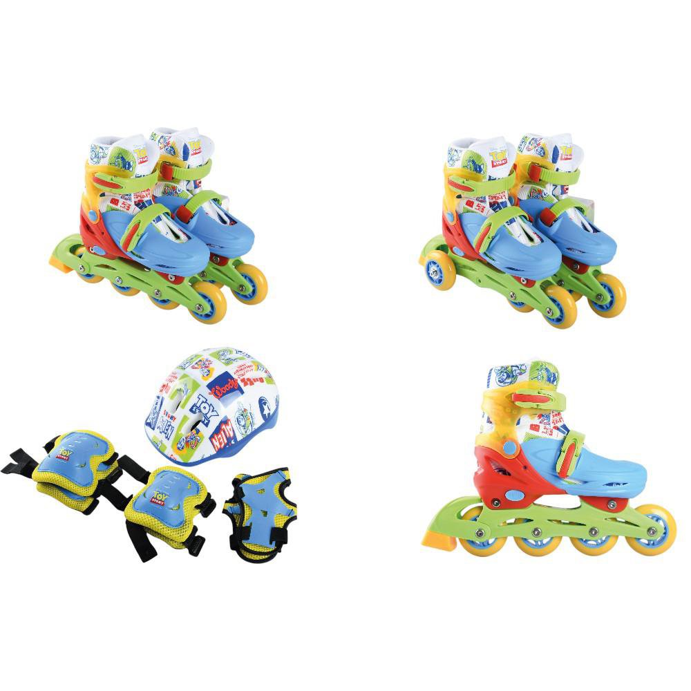 Patines en Línea Ajustables Diseño Toy Story con Casco y Protectores Multicolor