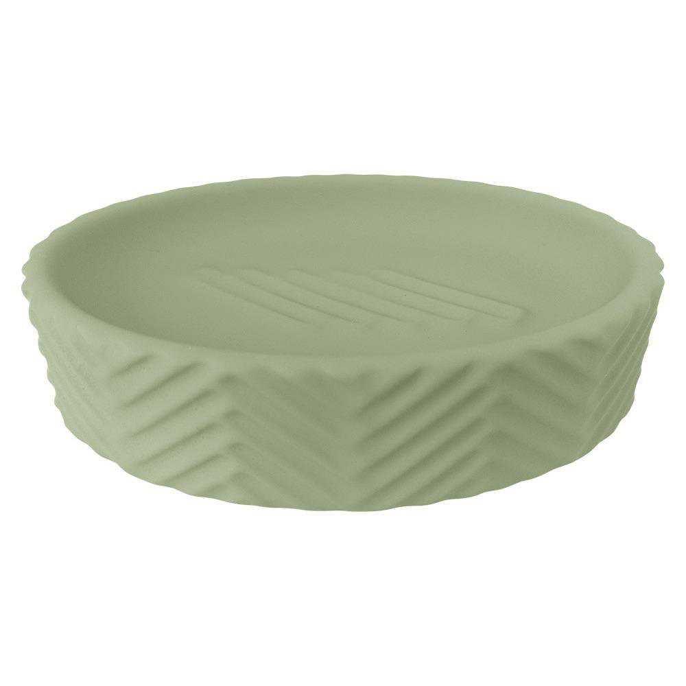 Jabonera 12 x 8.5 cm de Cerámica Color Verde Mate Diseño Ovalado