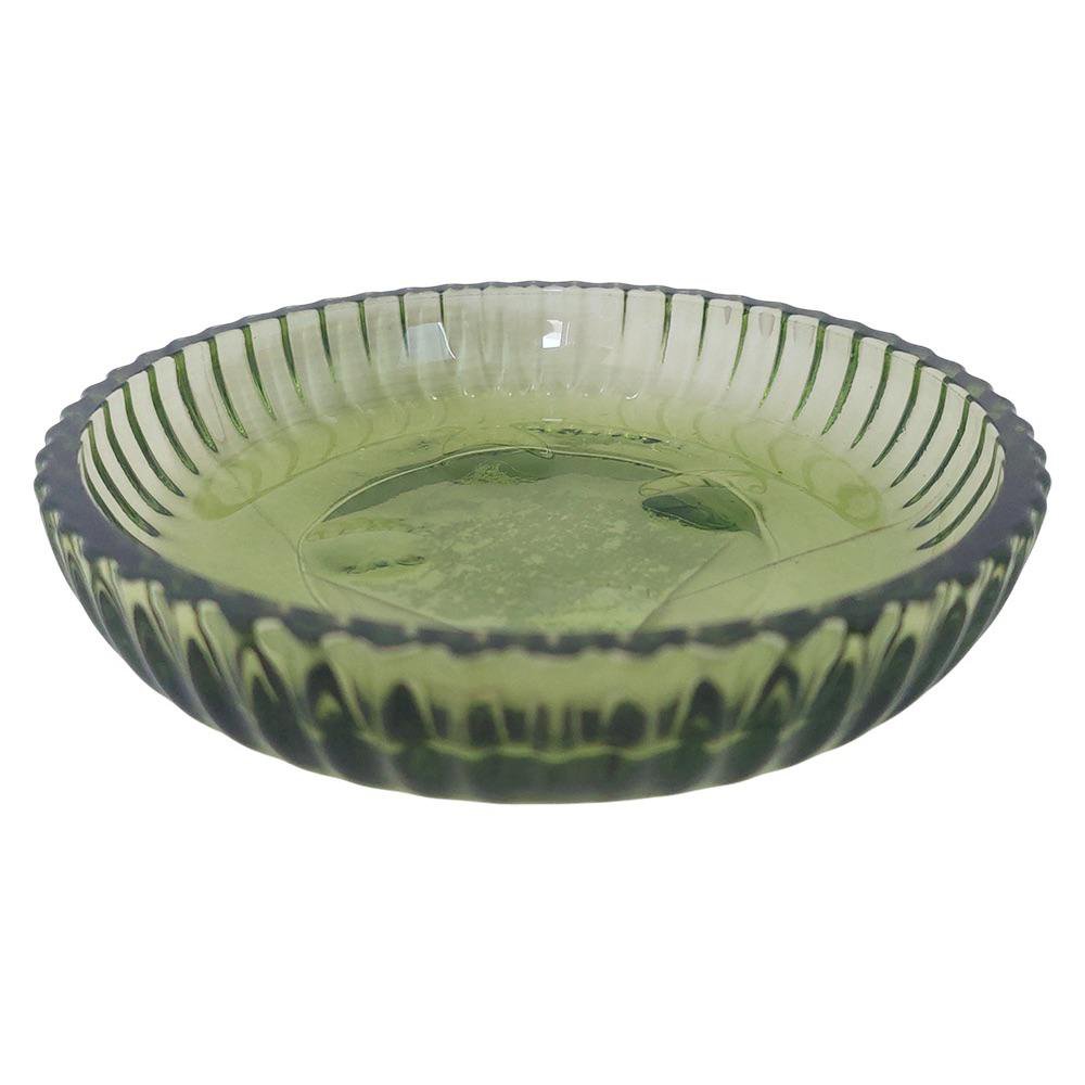 Jabonera 11.3 cm de Vidrio Color Verde Diseño Redondo