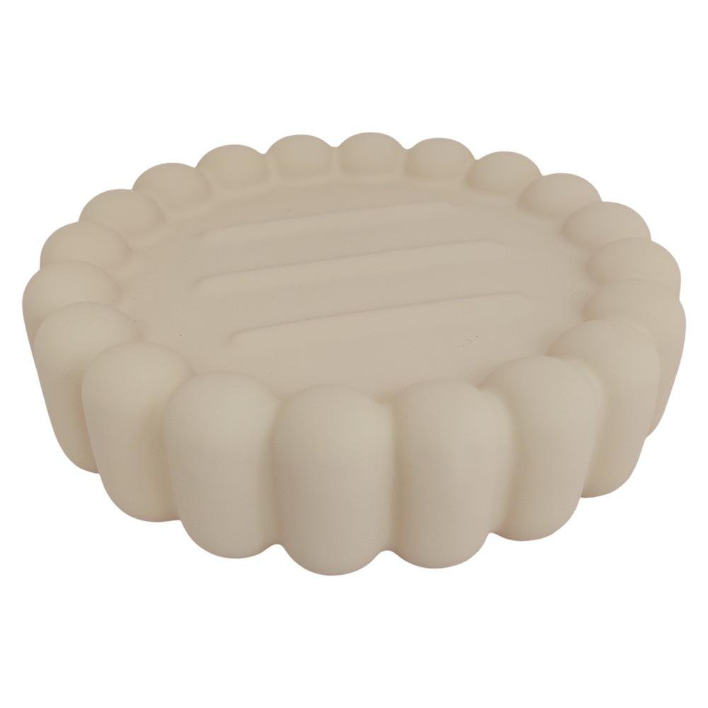 Jabonera 12 cm de Cerámica Color Beige Diseño Redondo