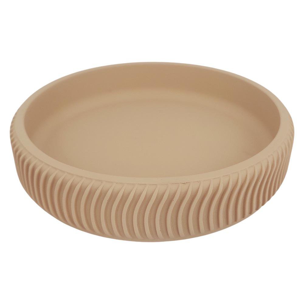 Jabonera 11 cm de Poliresina Color Beige Diseño Redondo Texturizado