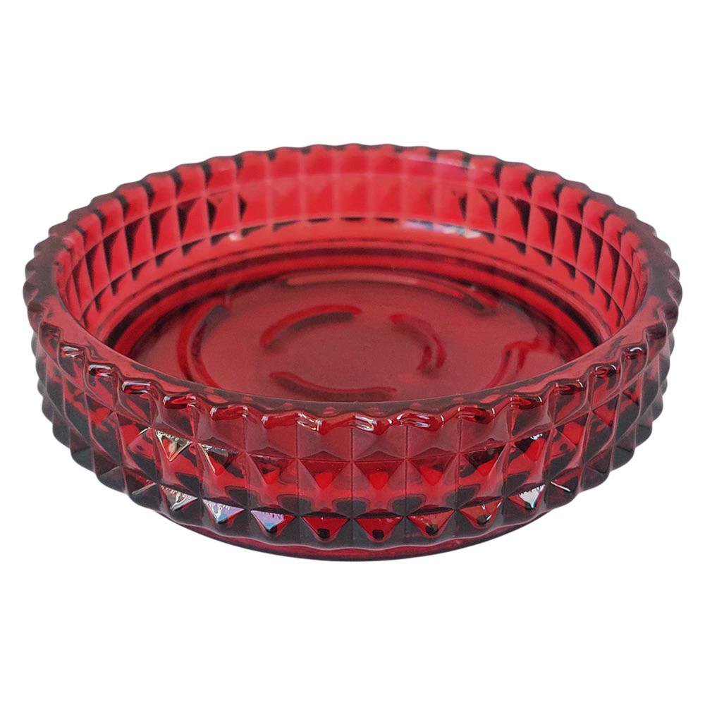 Jabonera 11.2 cm de Vidrio Color Rojo Diseño Redondo