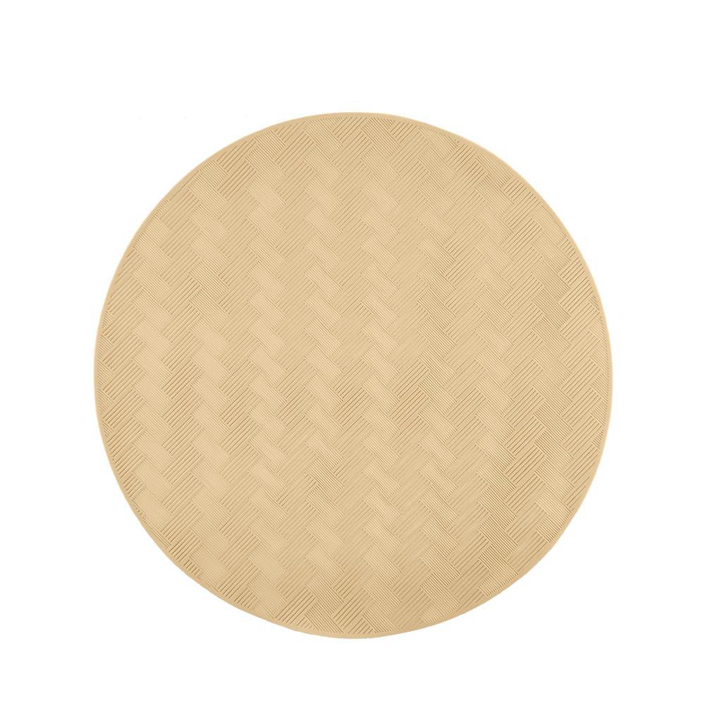 Individual Redondo Relieve Espiga 38 Cm para Comedor Elegante Beige