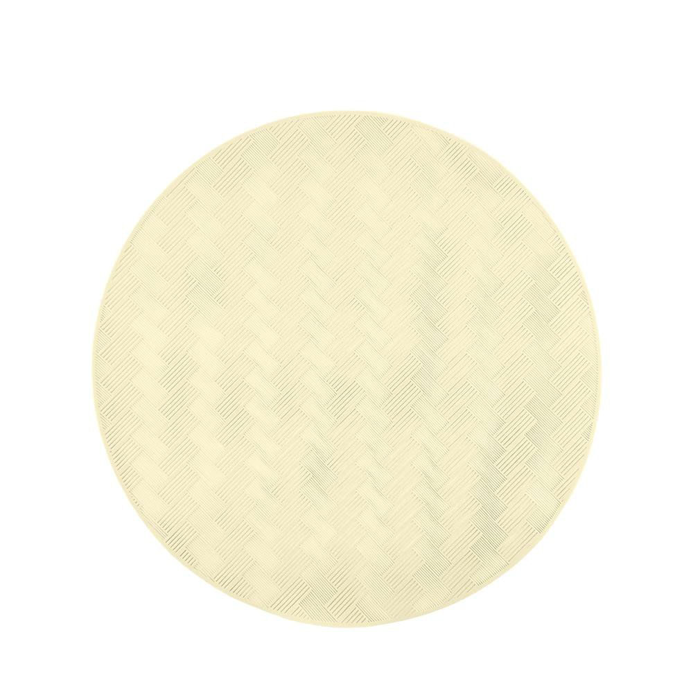 Individual Redondo para Mesa de 38 Cm Diseño Espiga en Relieve de PVC para Comedor Elegante Beige