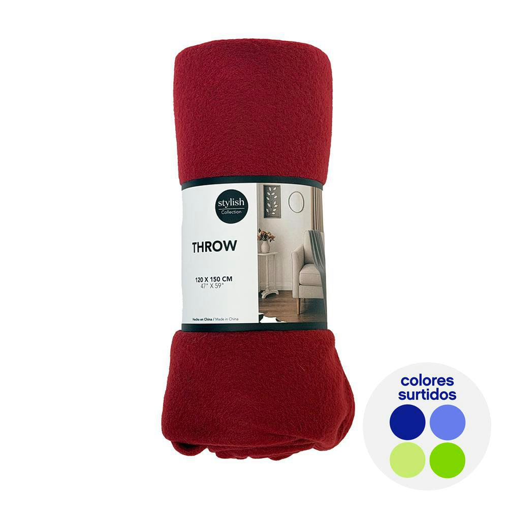 Throw Decorativo de 120 x 150 cm Tipo Fleece Colores Surtidos