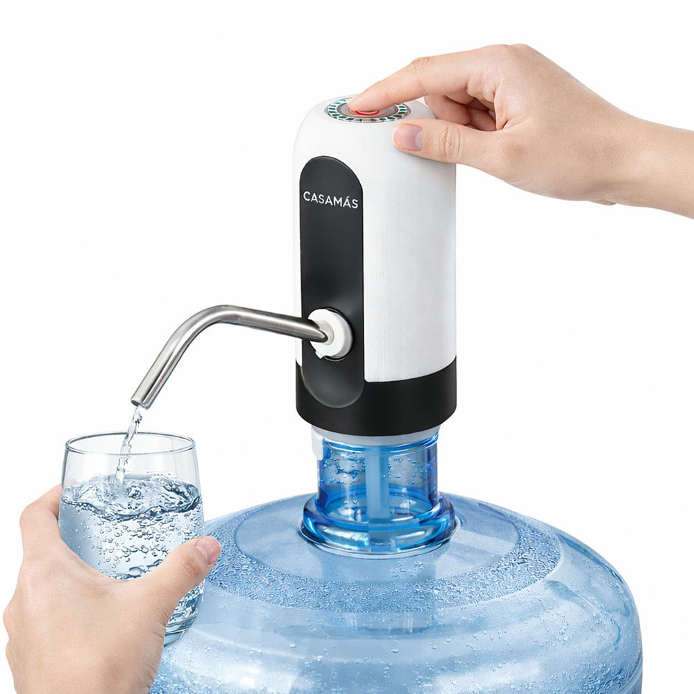 Dispensador de Agua Automático Recargable 1200 mAh para Garrafón Color Blanco y Negro