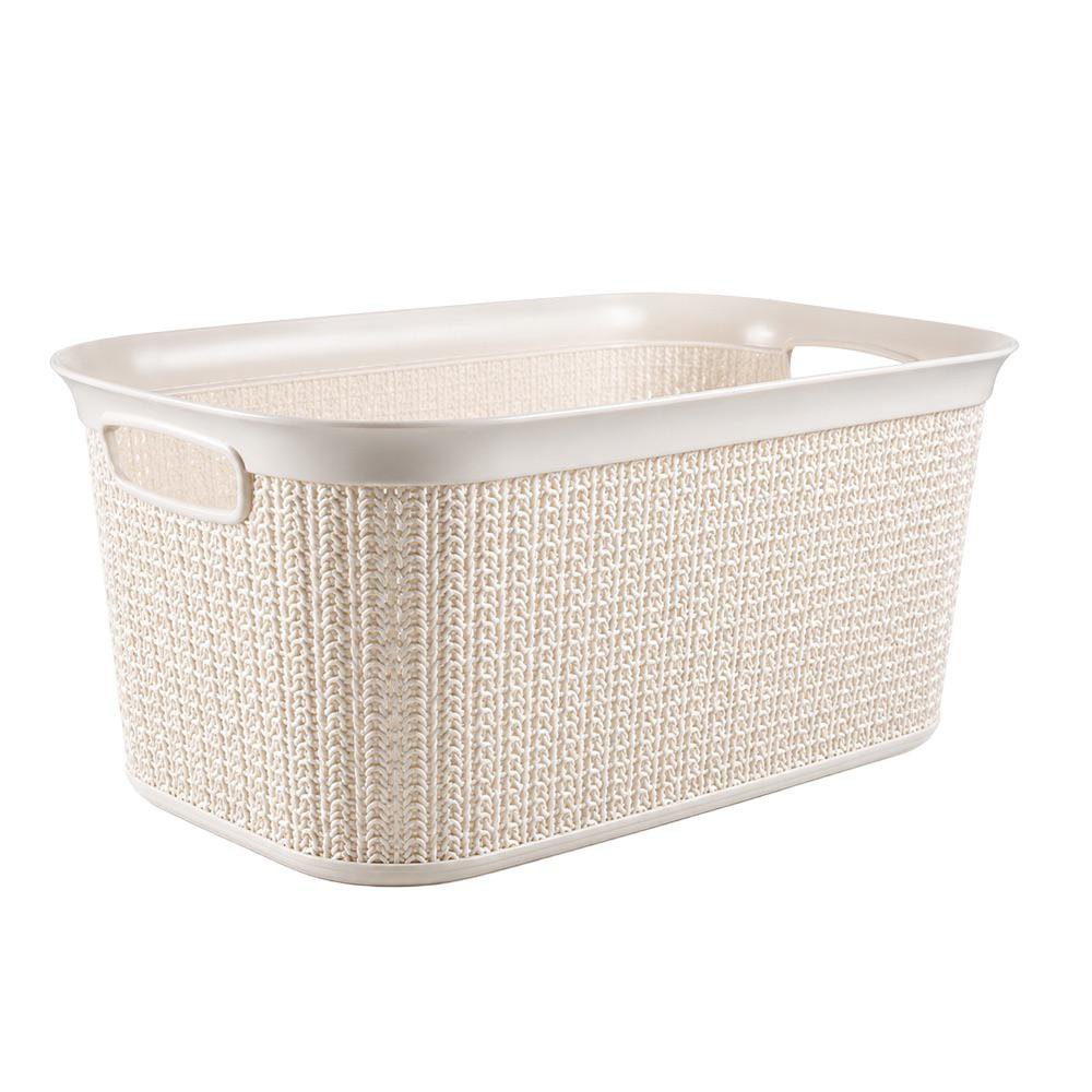 Canasta Rectangular para Ropa 27 L de Plástico Color Crema