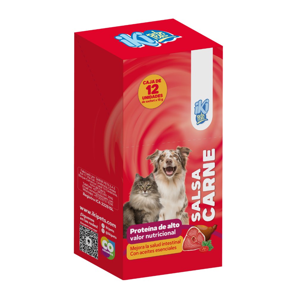 Salsa para Perro y Gato Sabor Carne en Sobres de 15 g, 12 Unidades