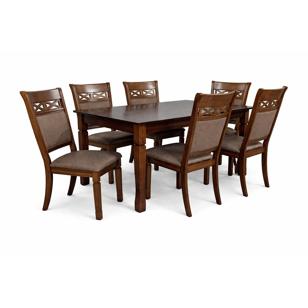 Comedor Zafiro de 6 Piezas con Mesa de 160 x 90 x 76.5 cm en Color Café