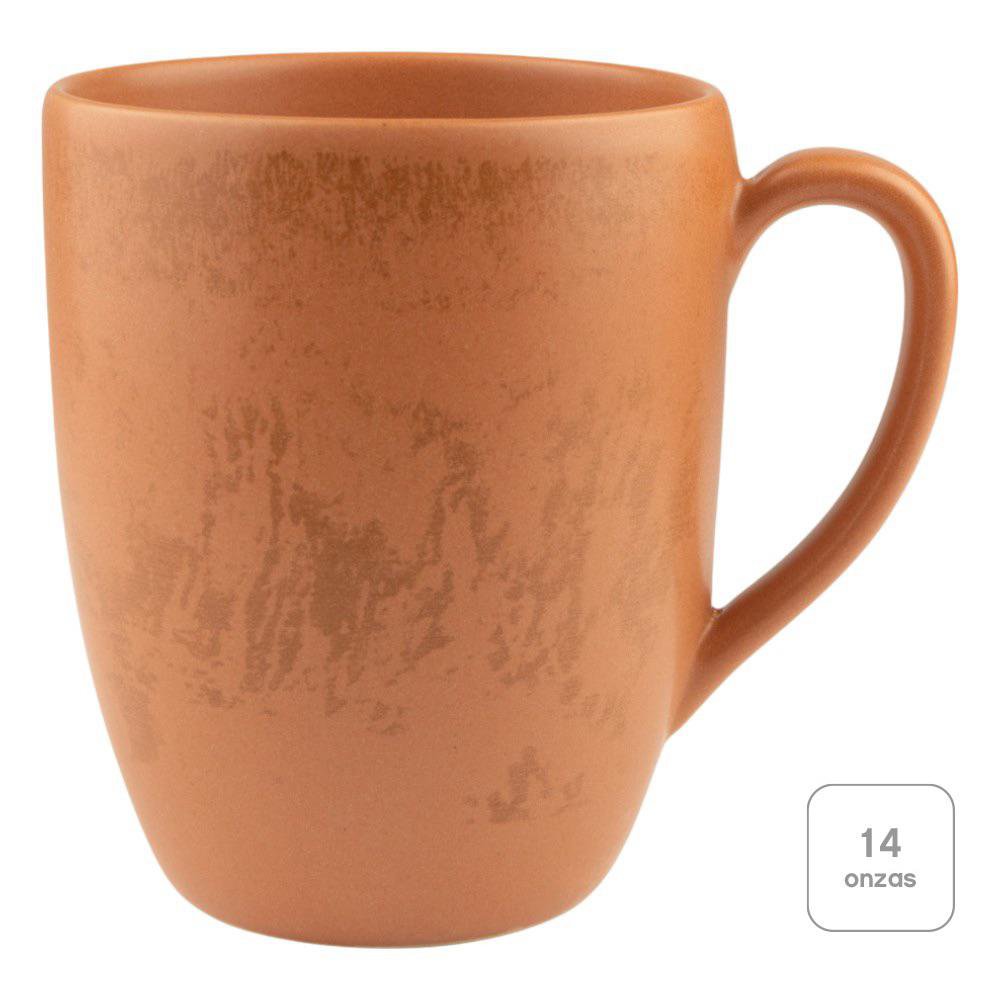 Taza de Cerámica de 14 oz Diseño Jaspe Color Terracota