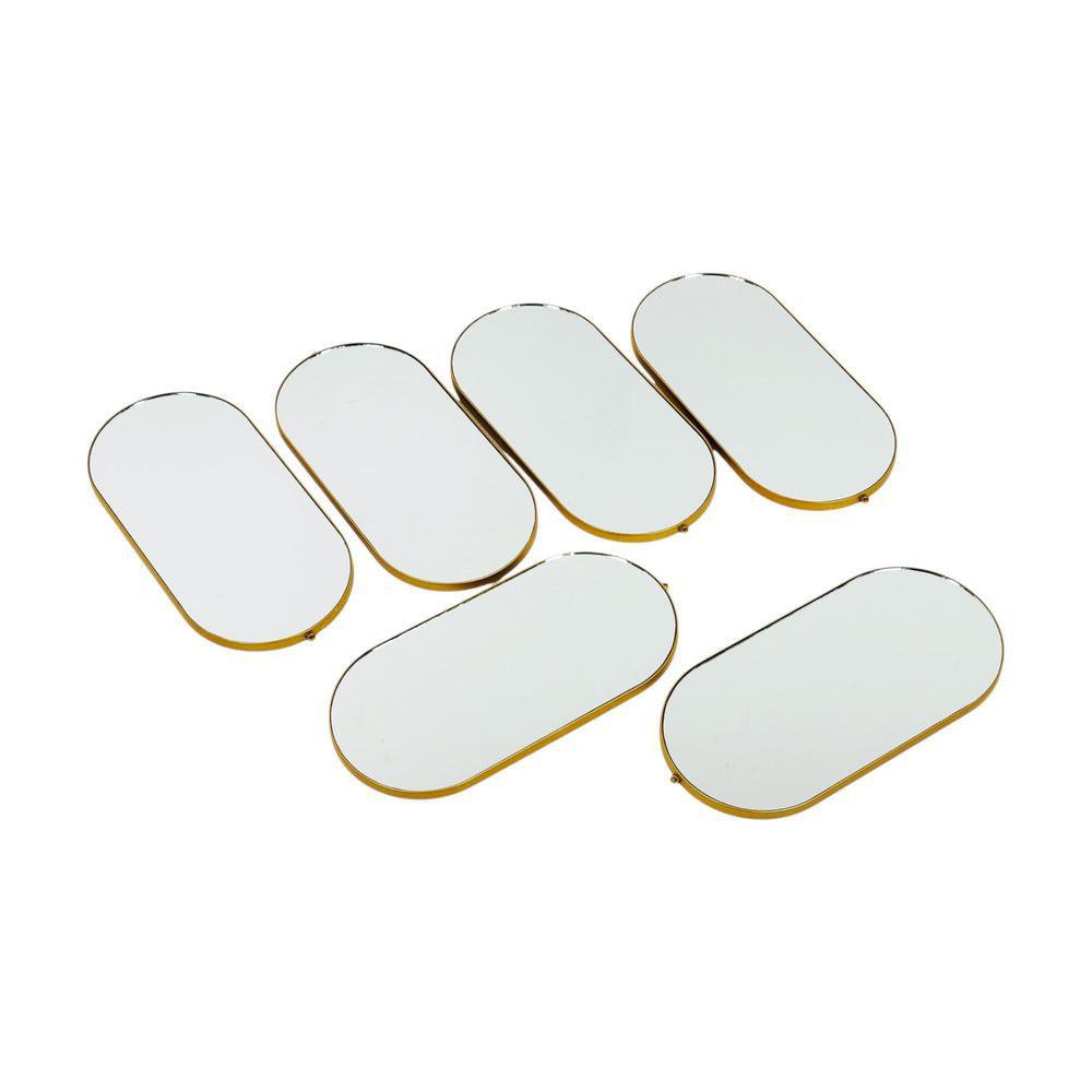 Set de 6 Espejos de Pared 31.2 x 15 cm Diseño Ovalado Color Dorado