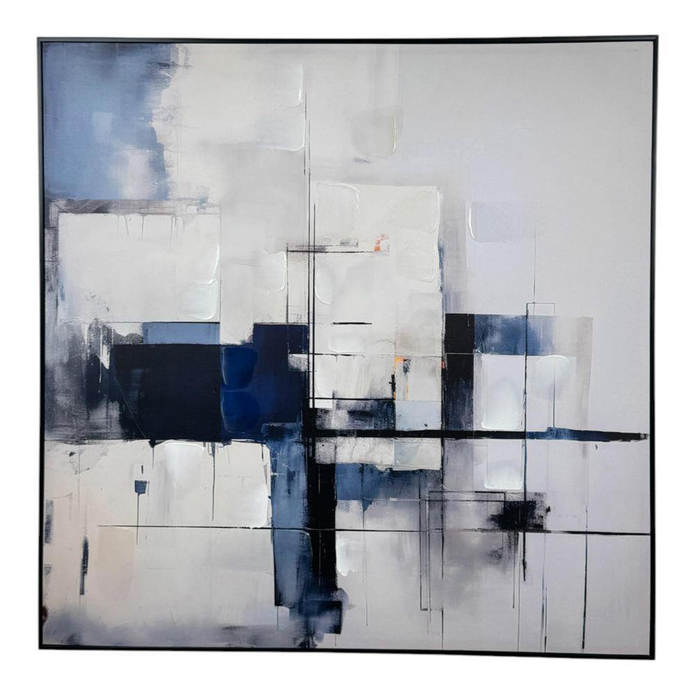 Cuadro Decorativo en Canva de 102 x 4 cm Diseño Abstracto Moderno Tonos Azules