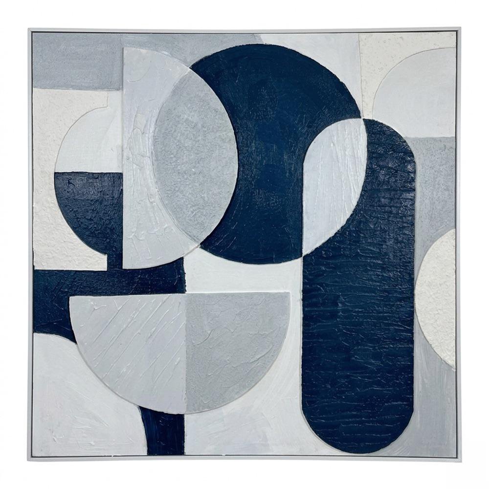 Cuadro Decorativo en Canva de 82 x 4.5 cm Diseño Geométrico Tonos Azules