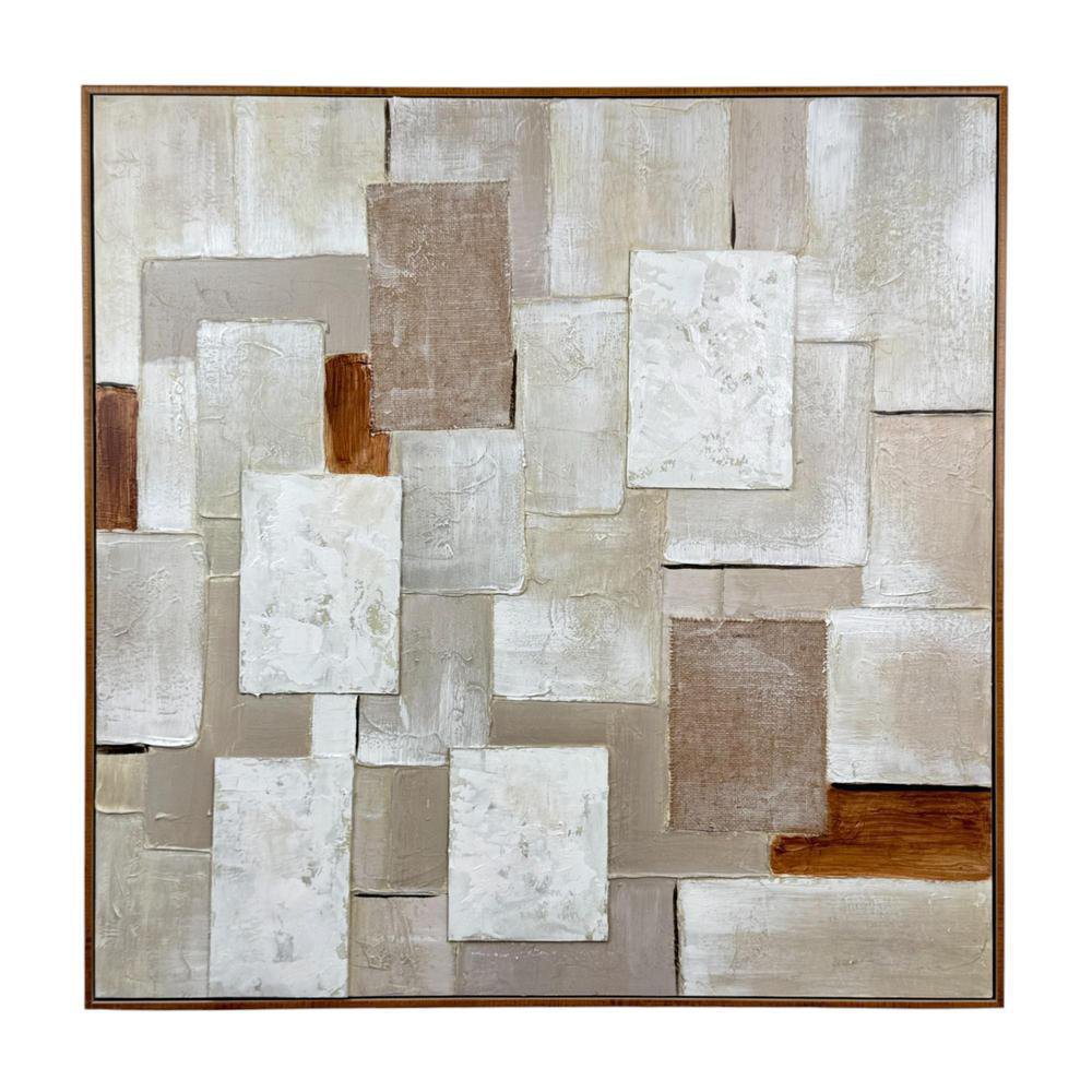 Cuadro Decorativo en Canva de 82 x 4.5 cm Diseño Abstracto Texturizado Color Beige y Corin…