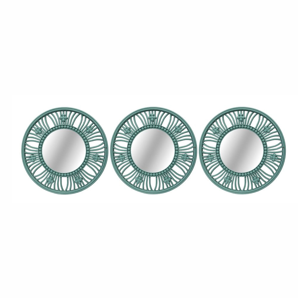 Set de 3 Espejos Circulares Decorativos para Pared Color Aqua