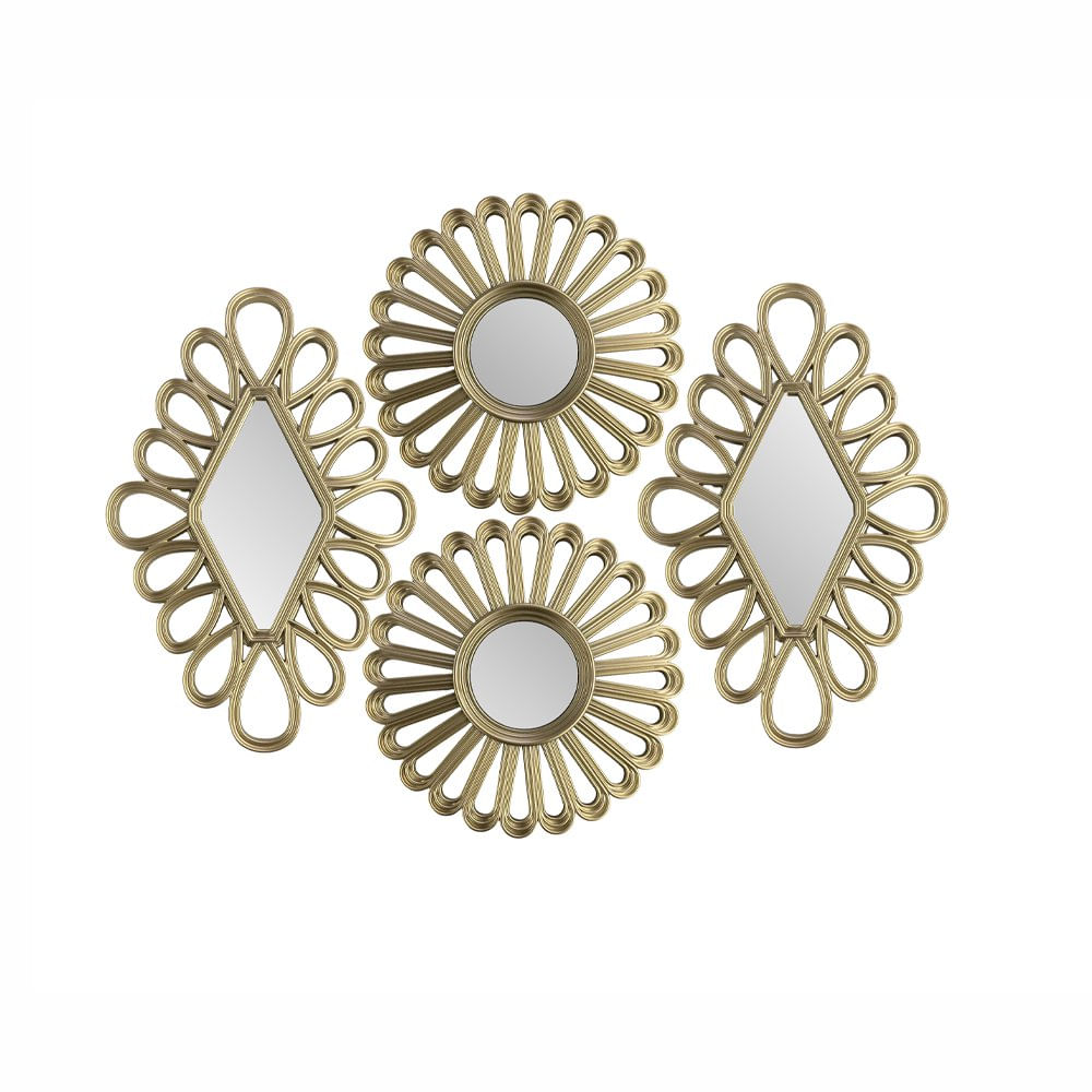 Set de 4 Espejos Decorativos Neoclásicos para Pared Color Dorado