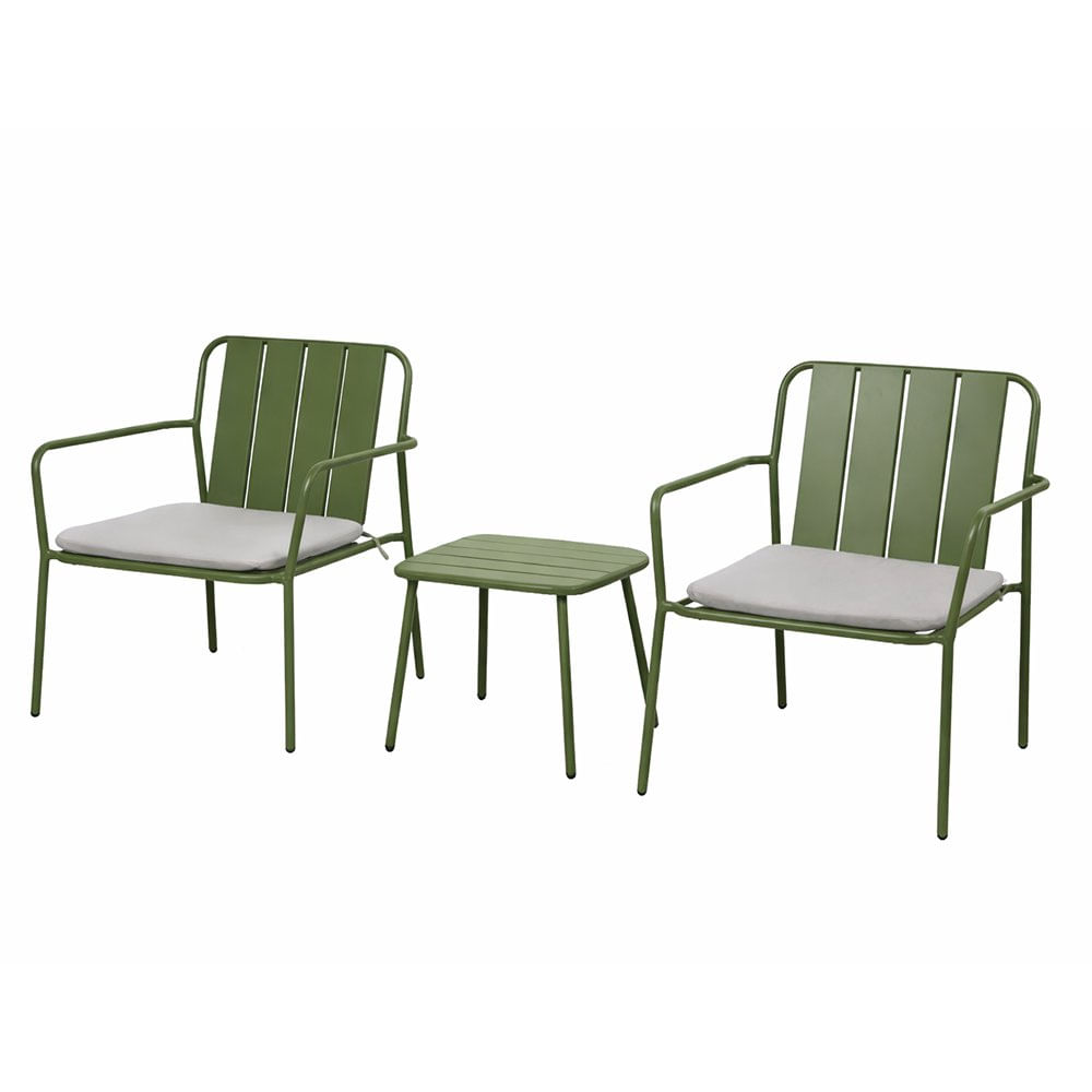 Set de Sala de Exterior Relax 3 Piezas Color Verde Set de Sala Exterior Relax de 3 Piezas…