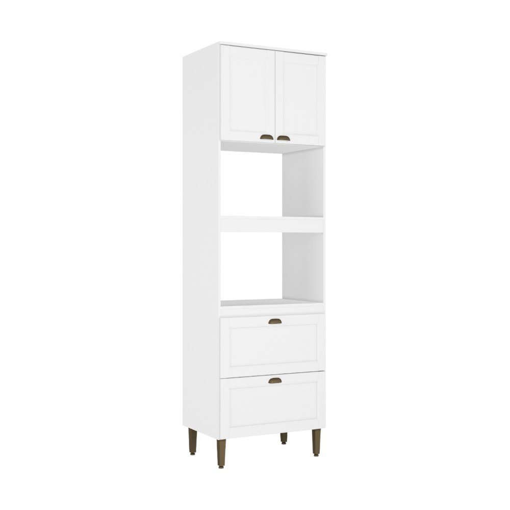 Gabinete Classy para 2 Hornos con 2 Puertas y 2 Gavetas Color Blanco 240 x 71 x 51 cm