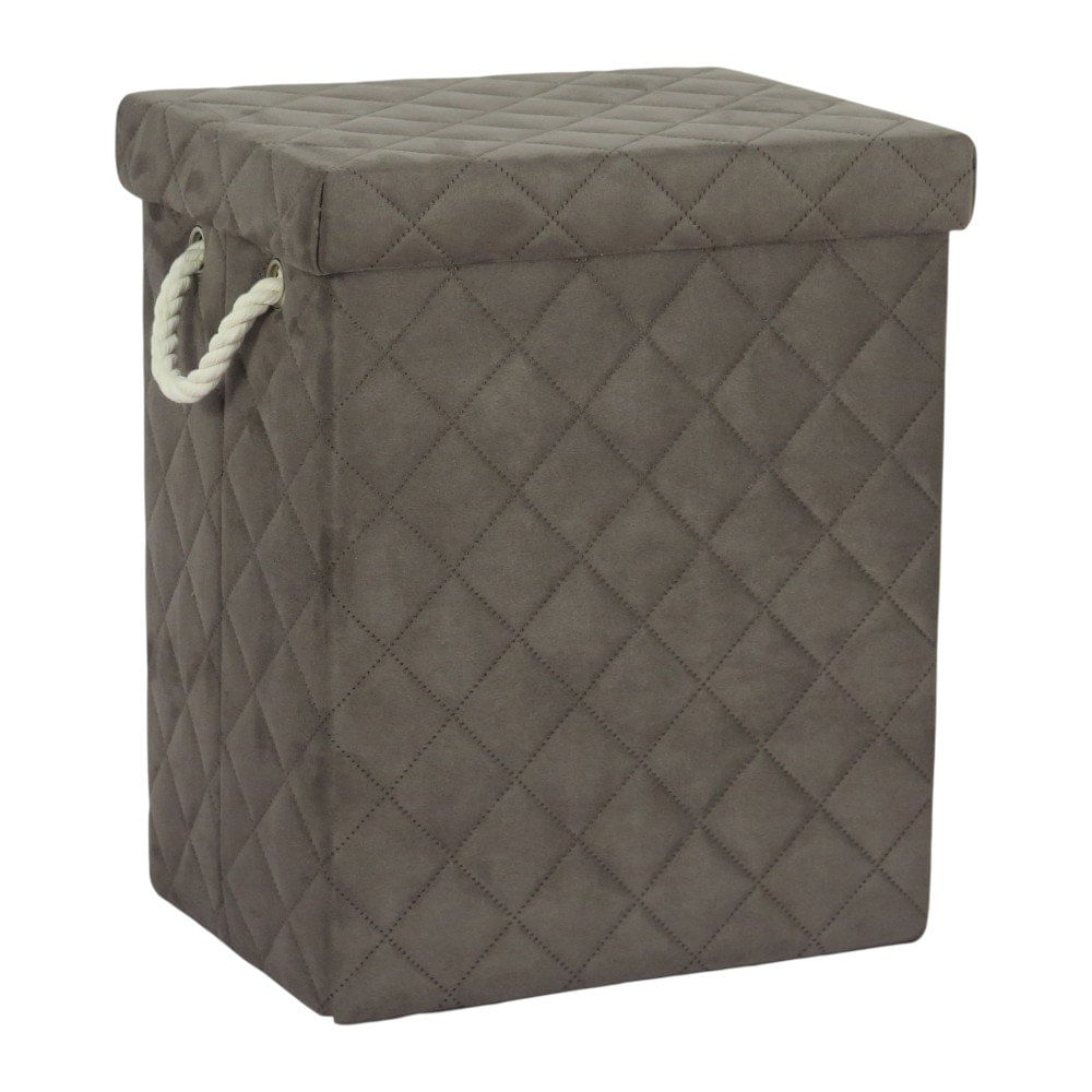 Canasta para Ropa Rectangular con Tapa de Tela Acolchada Color Gris Cesto para Ropa Rectan…