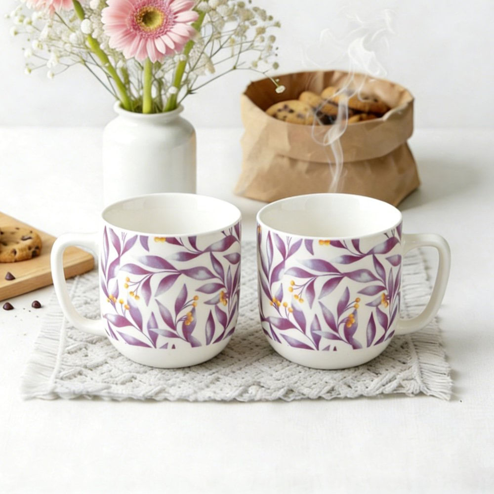 Set de 2 Pocillos Fiorella de 16.09 oz Diseño Hojas