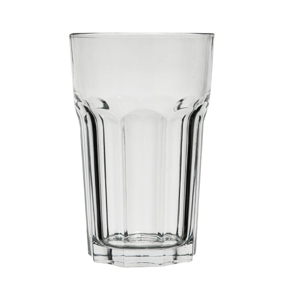 Vaso de Vidrio de 14.5 oz Diseño Facetado Color Transparente
