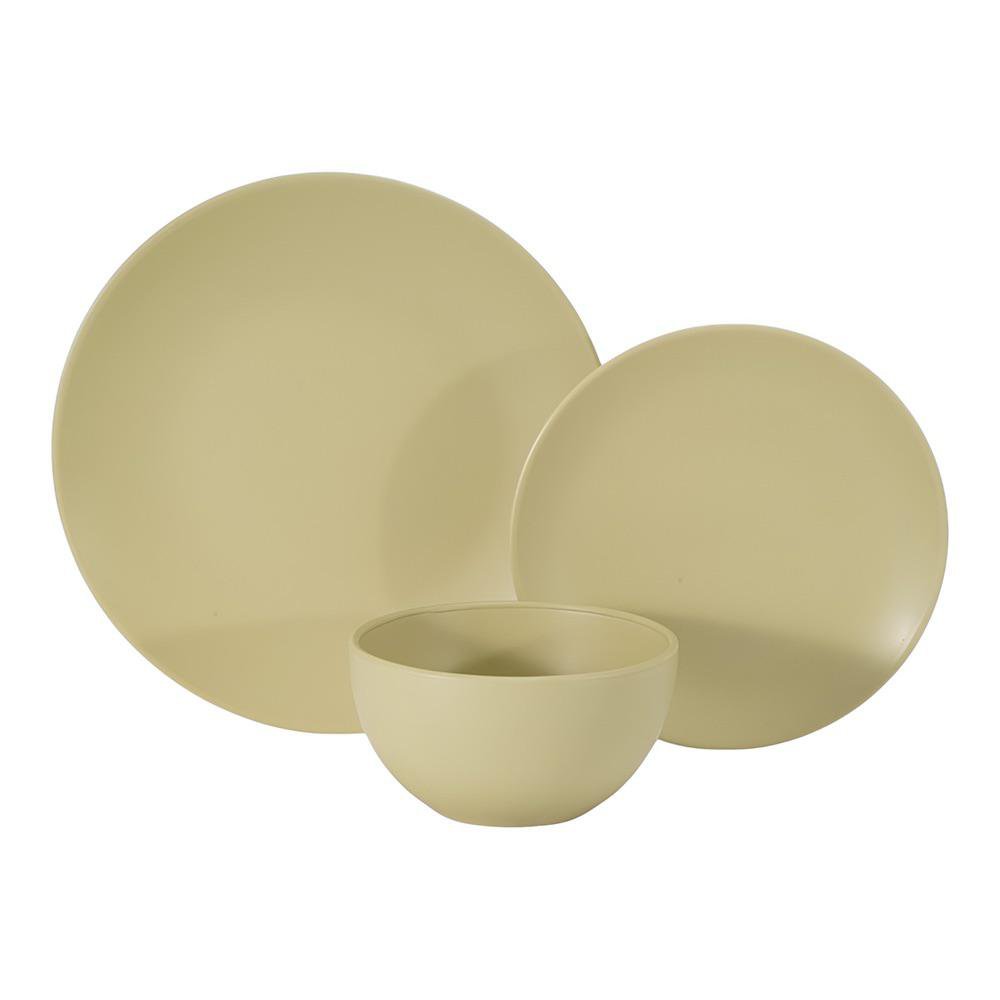 Set de Vajilla Zen de Gres Cerámico de 12 Piezas para 4 Personas Color Verde