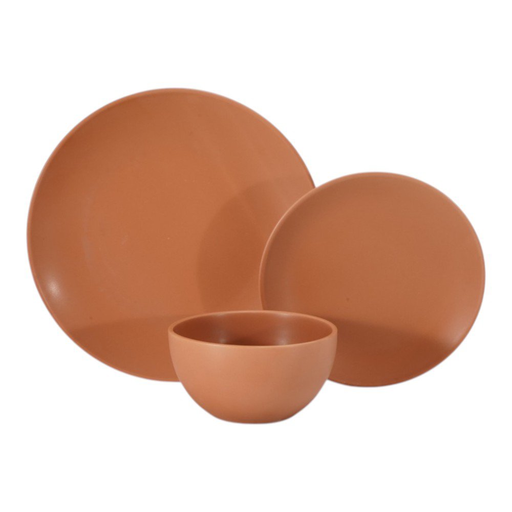 Set de Vajilla Zen de Gres Cerámico de 12 Piezas para 4 Personas Color Terracota