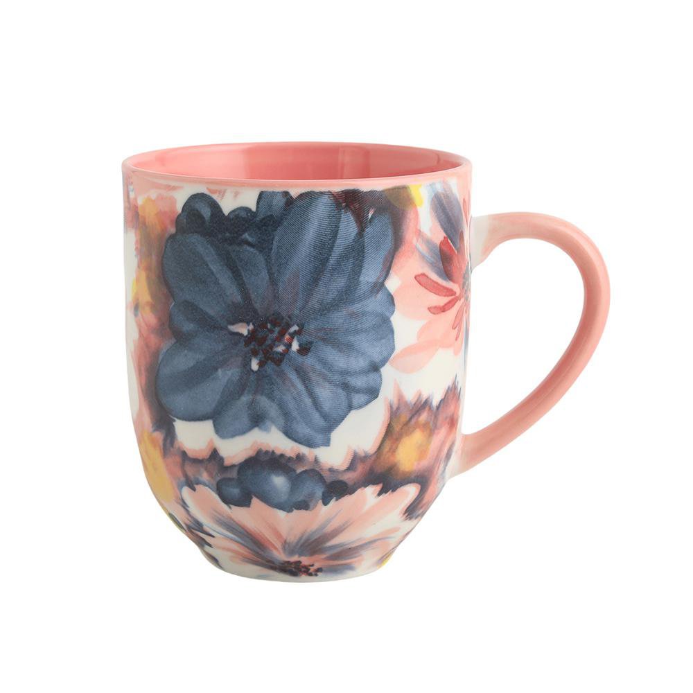 Set de 4 Tazas de 13.5 oz Diseño Floral Color Rosado