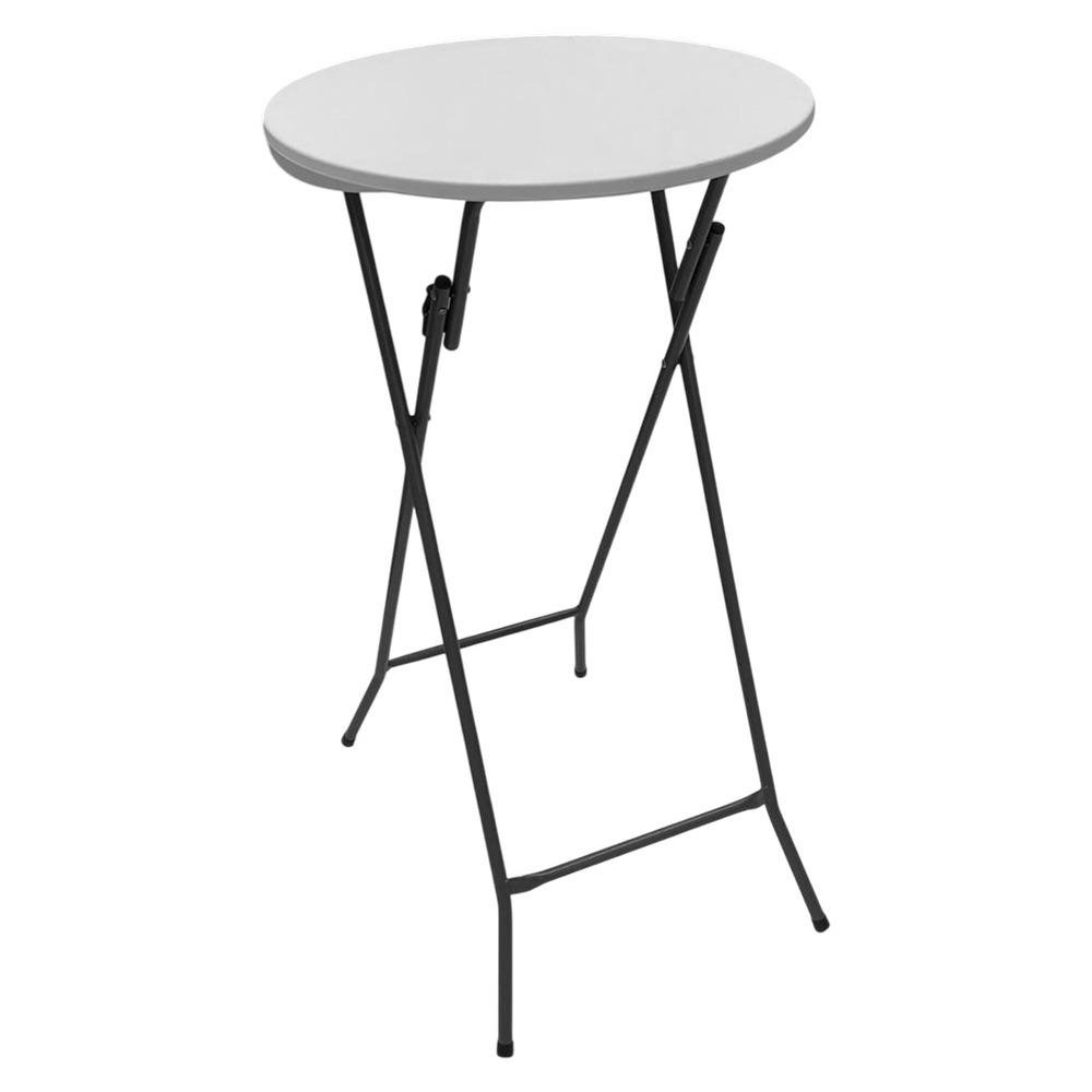 Mesa Alta Plegable de Plástico Diseño Redondo 60 x 133 cm Color Blanco