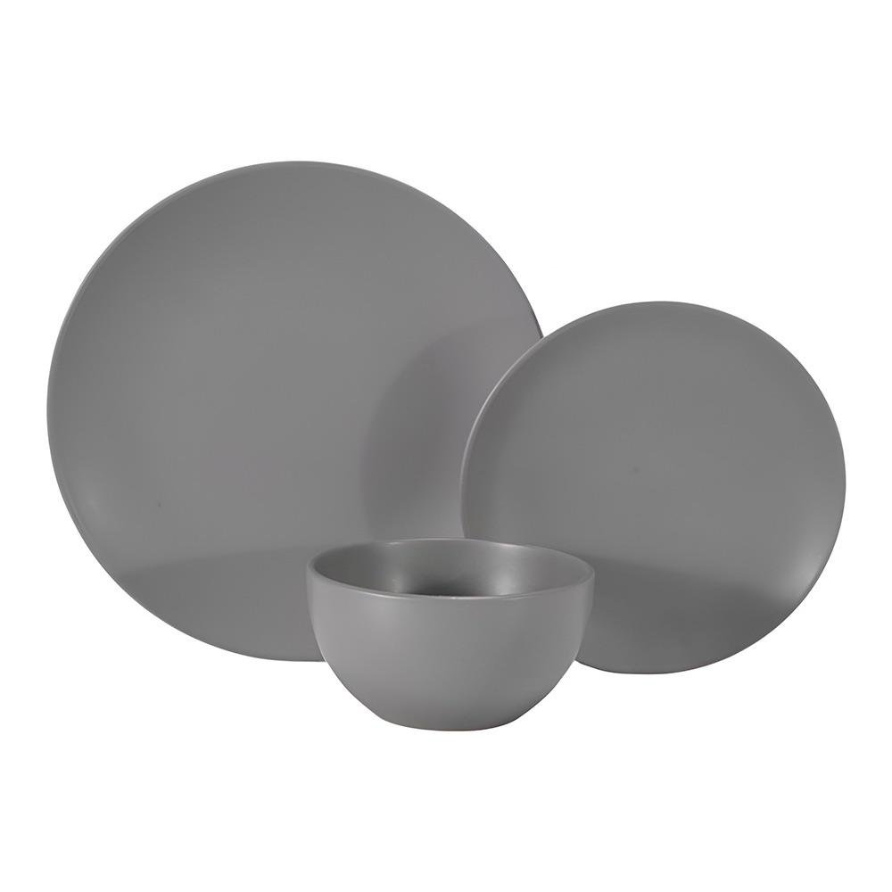 Set de Vajilla Zen de Gres Cerámico de 12 Piezas para 4 Personas Color Gris