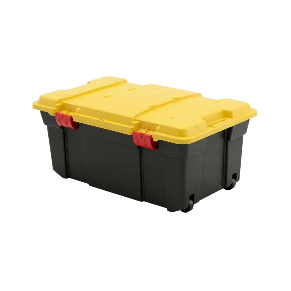 Caja de Almacenamiento con Rodos y Bisagras 80 L de Polipropileno Negra Caja de Almacenami…
