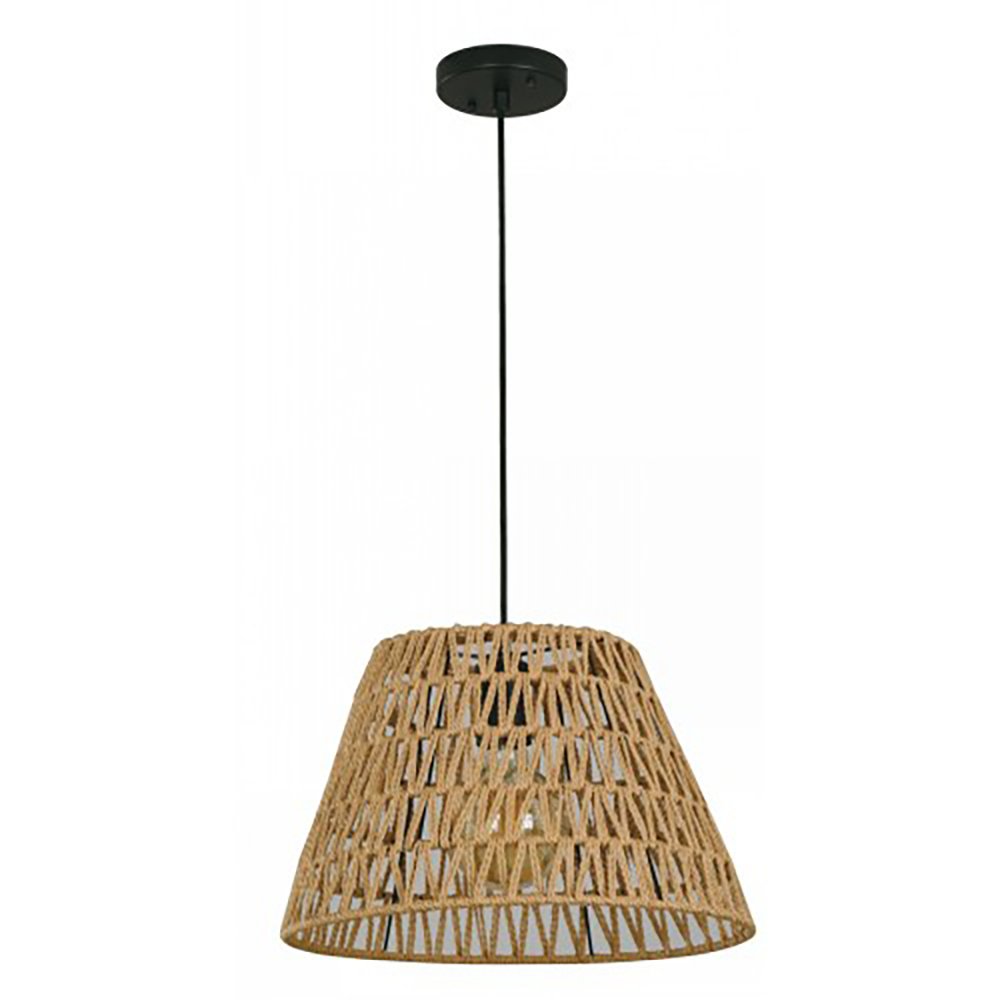 Lámpara Colgante de Ratán Natural con Pantalla Tejida de 38.5 Cm