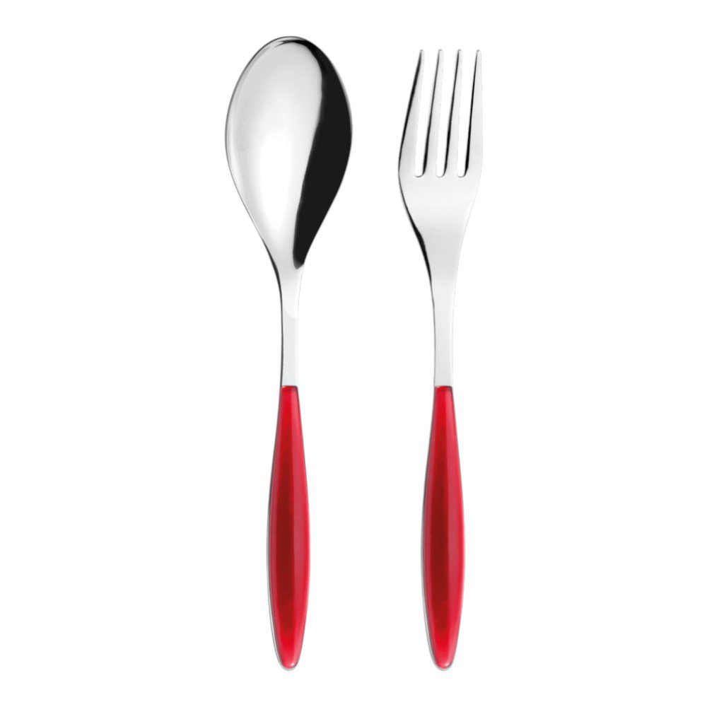 Set de 2 Cubiertos de Acero Inoxidable para Servir Color Rojo