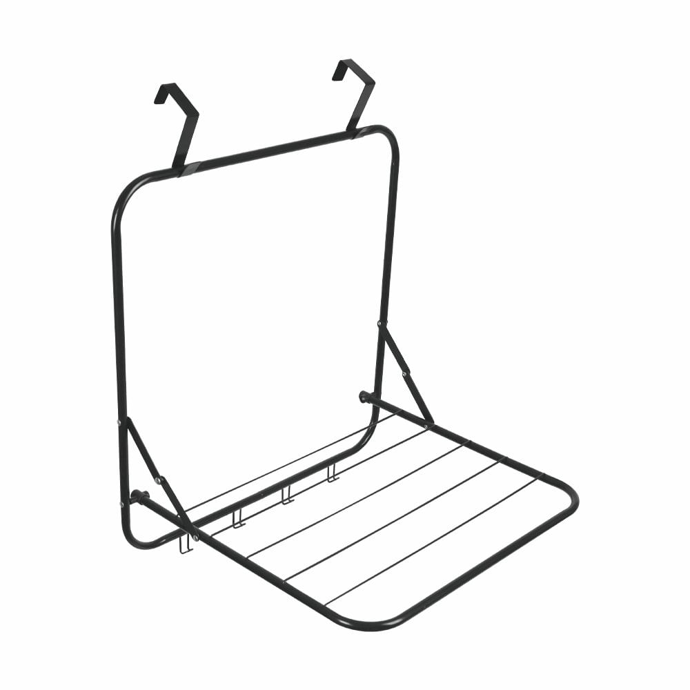 Tendedero de Puerta Metálico Plegable 46 x 41 x 54 cm Carga hasta 10 Kg Color Negro
