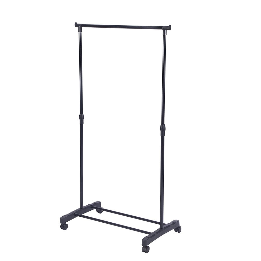 Colgador de Metal para Ropa Ajustable con Ruedas Color Negro