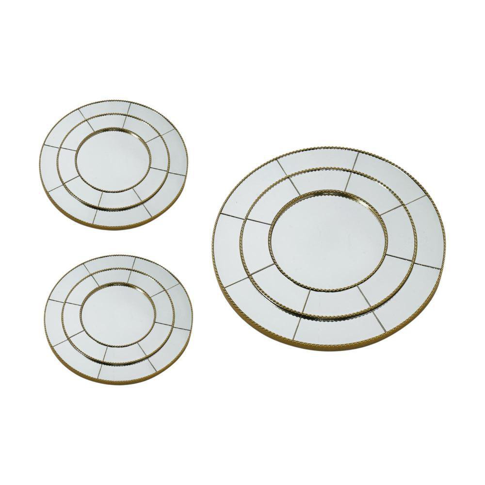 Set de 3 Espejos de Pared 39 x 39 cm Diseño Circular Color Dorado