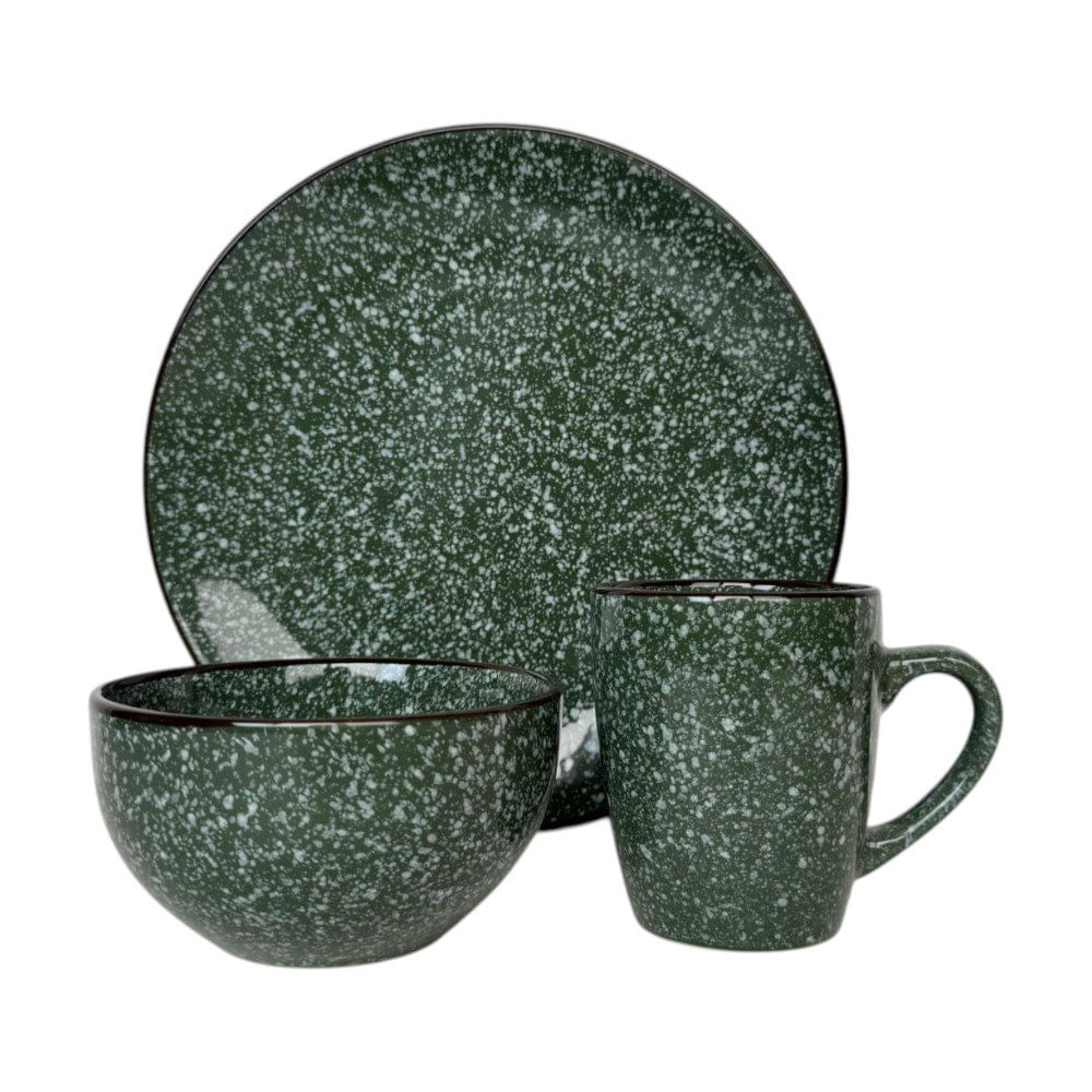 Set de Vajilla de 12 Piezas Estilo Marmoleado Color Verde
