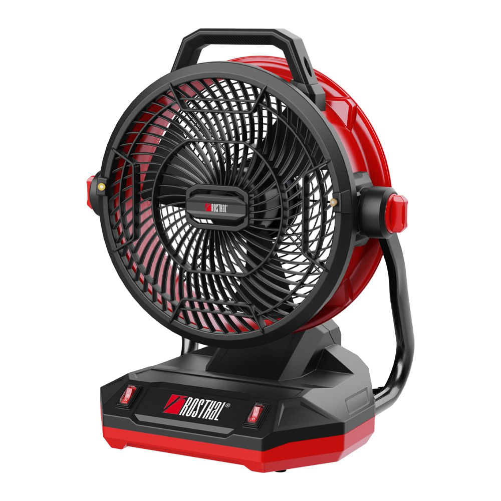 Ventilador Portátil de 12 plg con Rociador de Agua Color Negro con Rojo