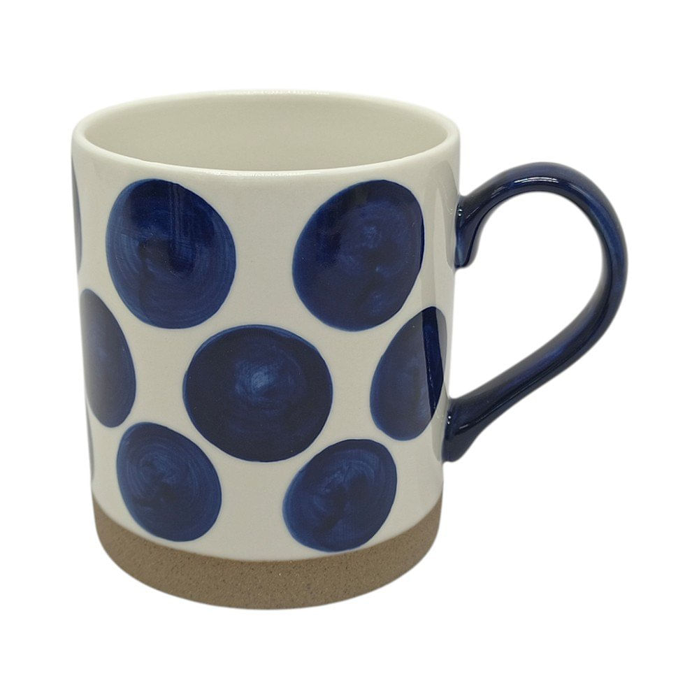Taza de Cerámica Blanca con Círculos Azules 16.2 Onzas Taza de Cerámica de 16.2 oz con Dis…