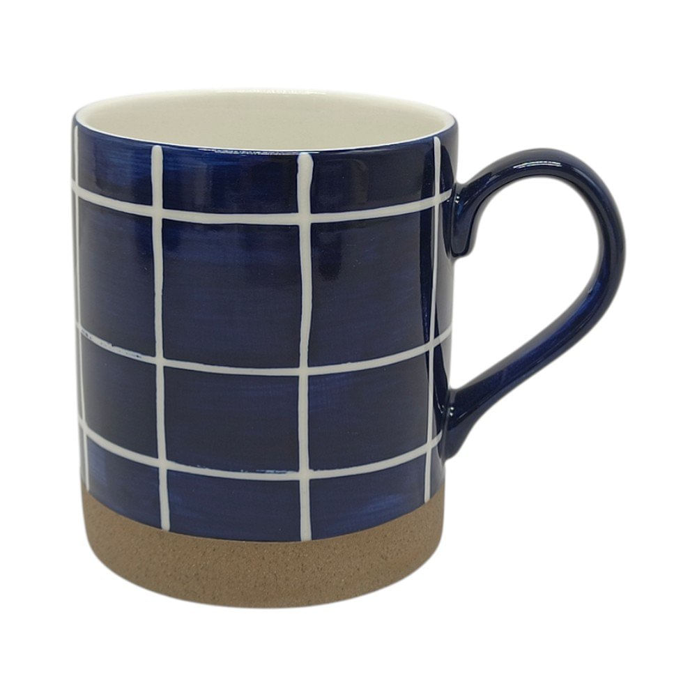 Taza de Cerámica de 16.2 oz Diseño Cuadros Color Azul